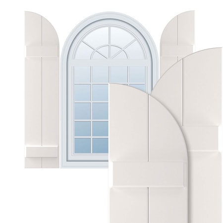 True Fit PVC, Two Board Arch Top Joined Board-n-Batten Shutters, Unfinished, 10 3/4W X 47H